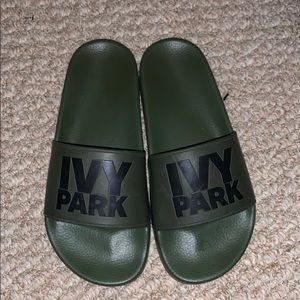 Ivy Park military green slides